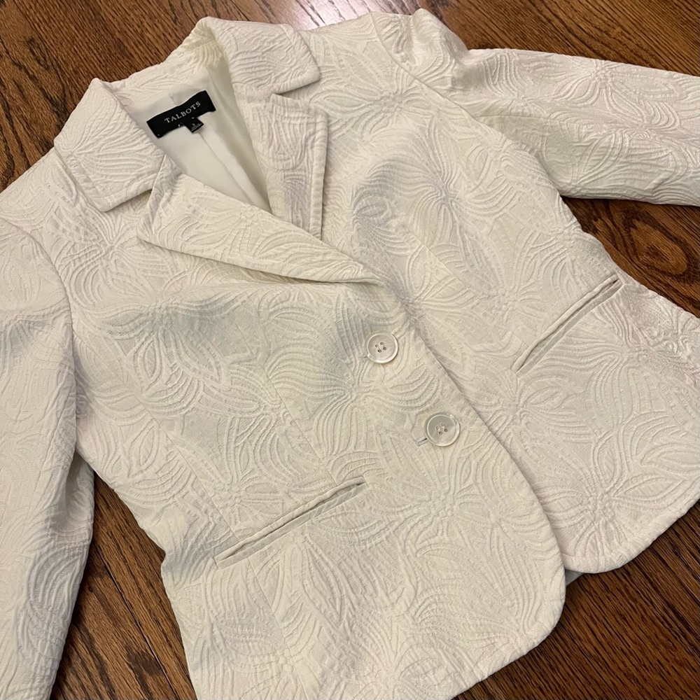 Talbots Cream Textured Blazer - Picture 2 of 5